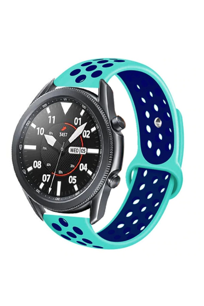 Samsung Galaxy Watch 46mm Uyumlu 22mm Kordon Silikon Esnek Yumuşak Delikli Spor KRD-02 Kayış