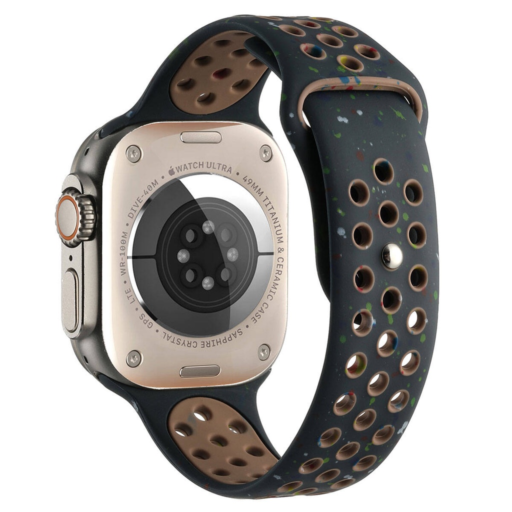 Apple Watch 7 45mm Uyumlu Kordon Silikon Esnek Yumuşak Delikli Spor KRD-02 Kayış