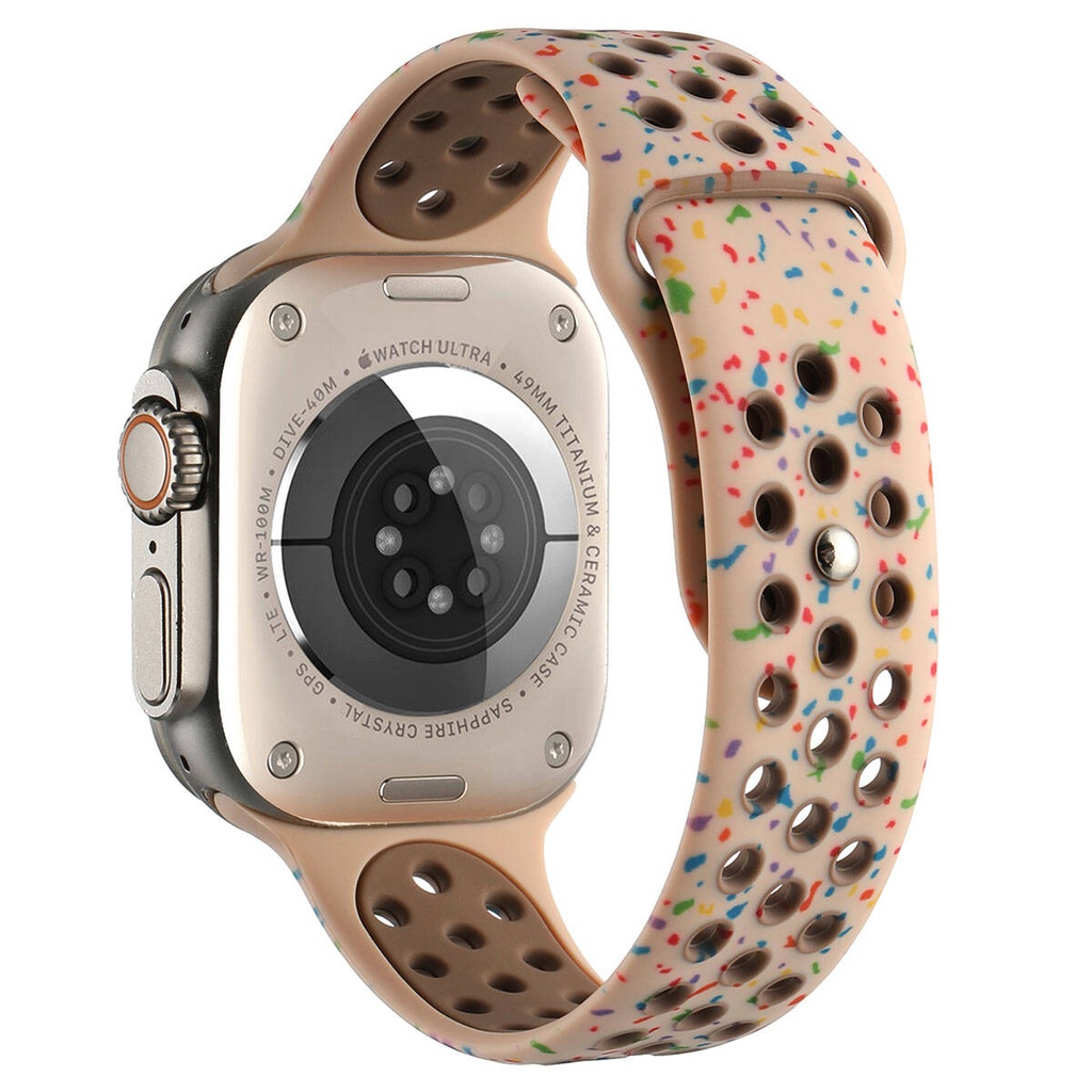 Apple Watch 40mm Uyumlu Kordon Silikon Esnek Yumuşak Delikli Spor KRD-02 Kayış