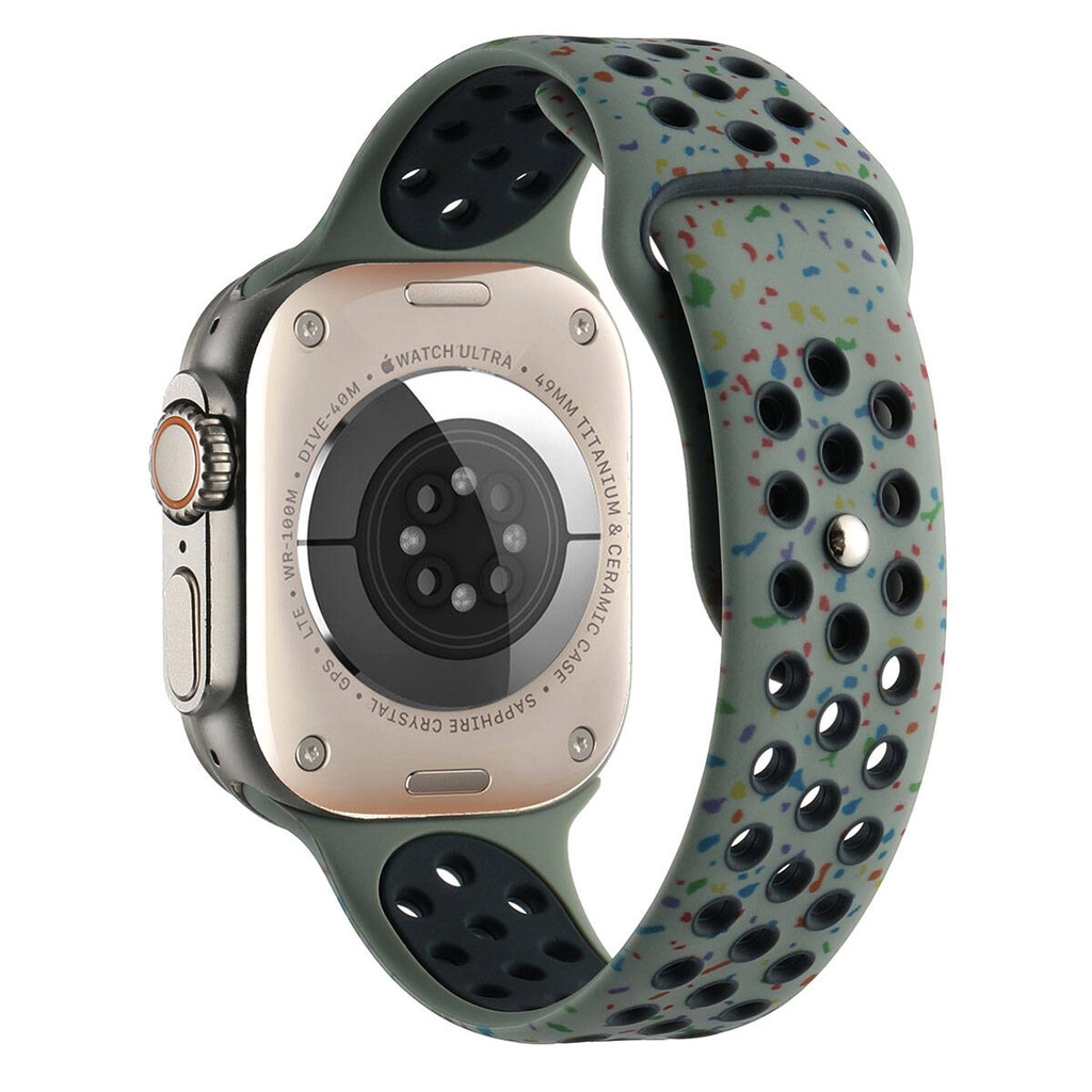 Apple Watch 7 41mm Uyumlu Kordon Silikon Esnek Yumuşak Delikli Spor KRD-02 Kayış