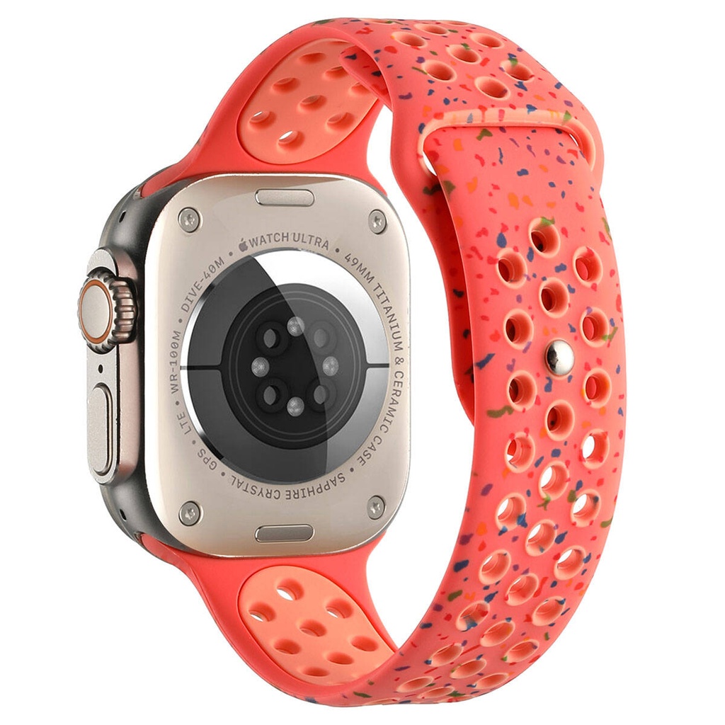 Apple Watch 7 41mm Uyumlu Kordon Silikon Esnek Yumuşak Delikli Spor KRD-02 Kayış