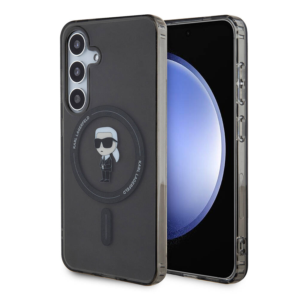 Samsung Galaxy S24 Uyumlu Kılıf Karl Lagerfeld Orjinal Lisanslı M-safe Şarj Özellikli Karl Head IML Baskılı Kapak