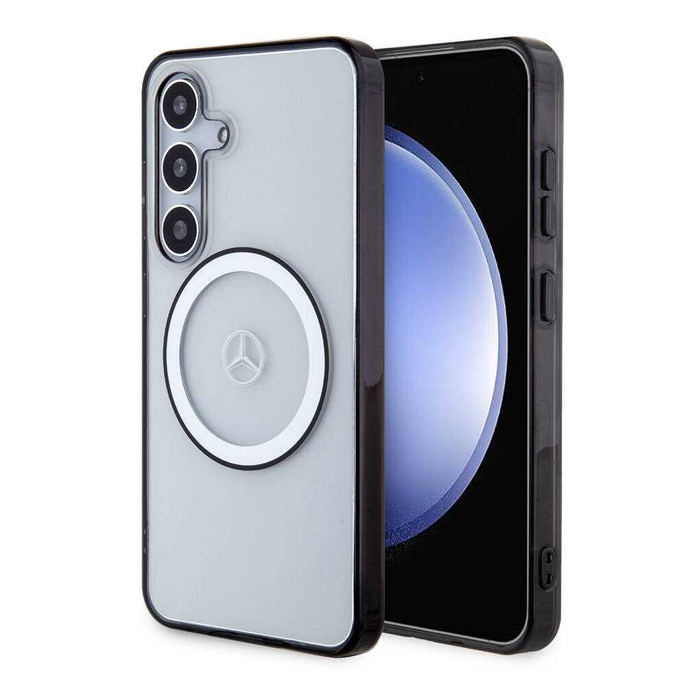 Samsung Galaxy S24 Uyumlu Kılıf Mercedes Benz Orjinal Lisanslı M-safe Şarj Özellikli PC TPU Transparan Black Ring Kapak