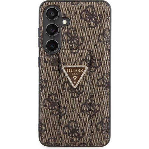 Samsung Galaxy S24 Uyumlu Kılıf Guess Orjinal Lisanslı 4G Desenli Üçgen Logolu Standlı Deri Kapak