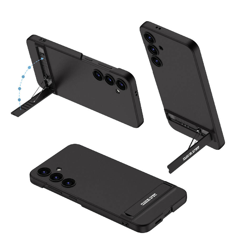 [RNZ-TA98047] Samsung Galaxy S24 Ultra Uyumlu Kılıf Zore Kamera Korumalı Dikey Standlı Ays Kapak (Siyah)
