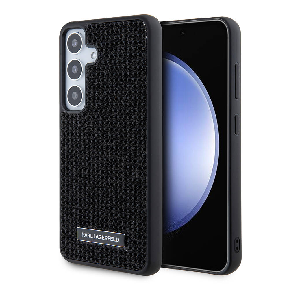 Samsung Galaxy S24 Plus Uyumlu Kılıf Karl Lagerfeld Taşlı Metal Logo Orjinal Lisanslı Kapak