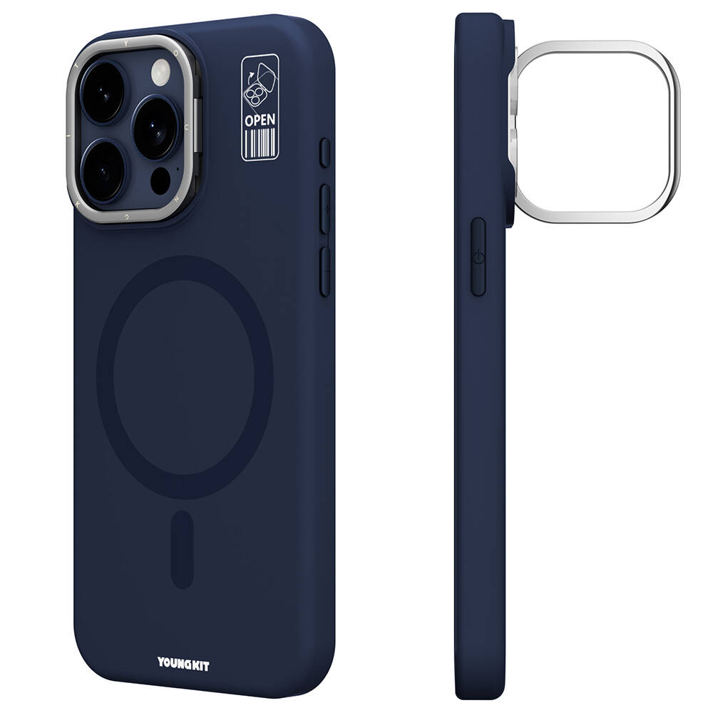 Apple iPhone 15 Pro Uyumlu Kılıf M-safe Şarj Özellikli Kamera Standlı Youngkit Bitty Cream Kapak
