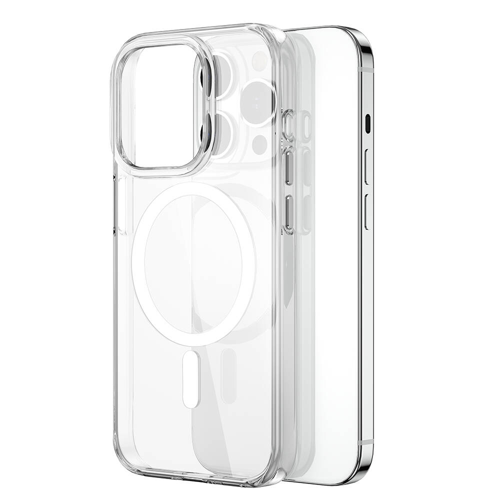 [RNZ-TA100298] Apple iPhone 15 Pro Max Uyumlu Kılıf Wiwu BC-022 M-safe Şarj Özellikli Şeffaf Transparan Kapak