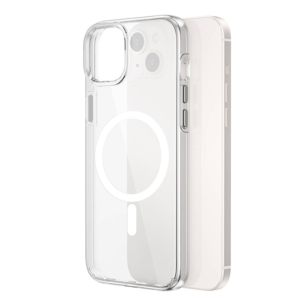 [RNZ-TA100296] Apple iPhone 15 Plus Uyumlu Kılıf Wiwu BC-022 M-safe Şarj Özellikli Şeffaf Transparan Kapak