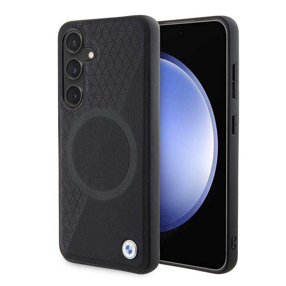 Samsung Galaxy S24 Uyumlu Kılıf BMW Orjinal Lisanslı M-safe Şarj Özellikli Yarım Dokulu Circle Leather Kapak