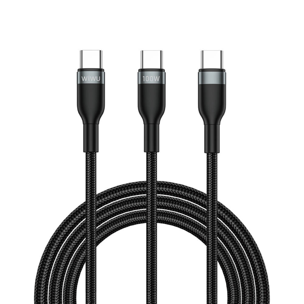 [RNZ-TA100300] Wiwu Wi-C029 Concise Serisi 2in1 Type-C PD Data ve Şarj Kablosu 100W 1.2M (Siyah)
