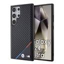 Samsung Galaxy S24 Ultra Uyumlu Kılıf BMW Orjinal Lisanslı M-safe Şarj Özellikli M Logolu Üç Çizgili PU Karbon Kapak