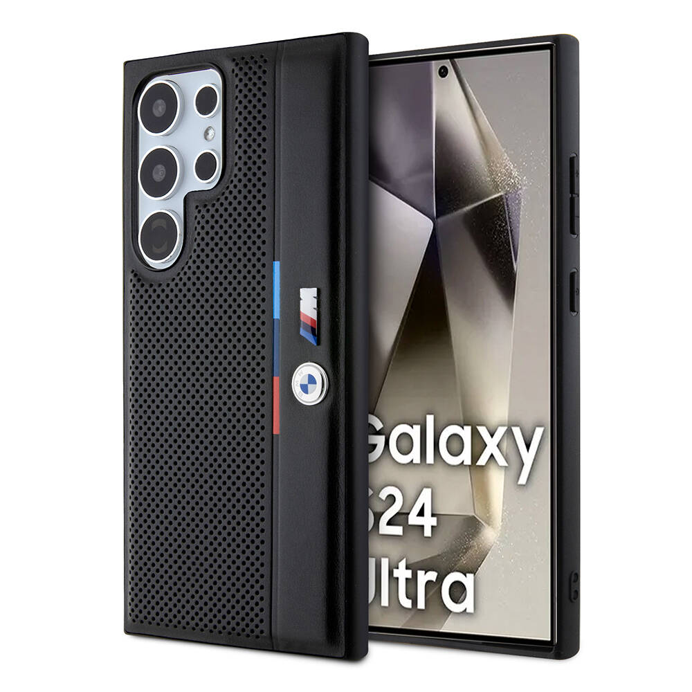 Samsung Galaxy S24 Ultra Uyumlu Kılıf BMW Orjinal Lisanslı M Logolu Üç Renk Çizgili Delikli Detail Line Kapak