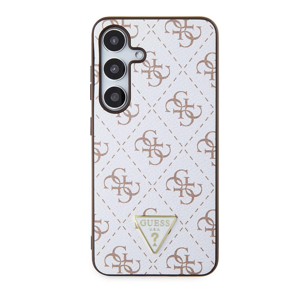 Samsung Galaxy S24 Uyumlu Kılıf Guess Orjinal Lisanslı PU Üçgen Logo 4G Desenli Kapak