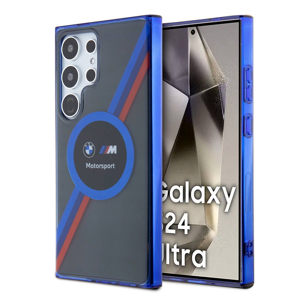 Samsung Galaxy S24 Ultra Uyumlu Kılıf BMW Orjinal Lisanslı M Logolu Üç Renk Çizgili Motorsport Circle Kapak