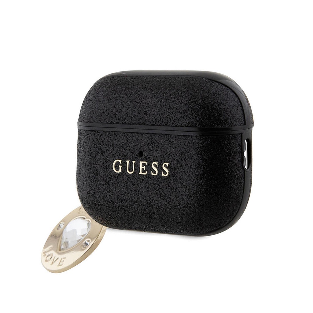Apple Airpods Pro 2 Uyumlu Kılıf Guess Orjinal Lisanslı Glitter Elmas Kalp Süs Zincirli Kapak