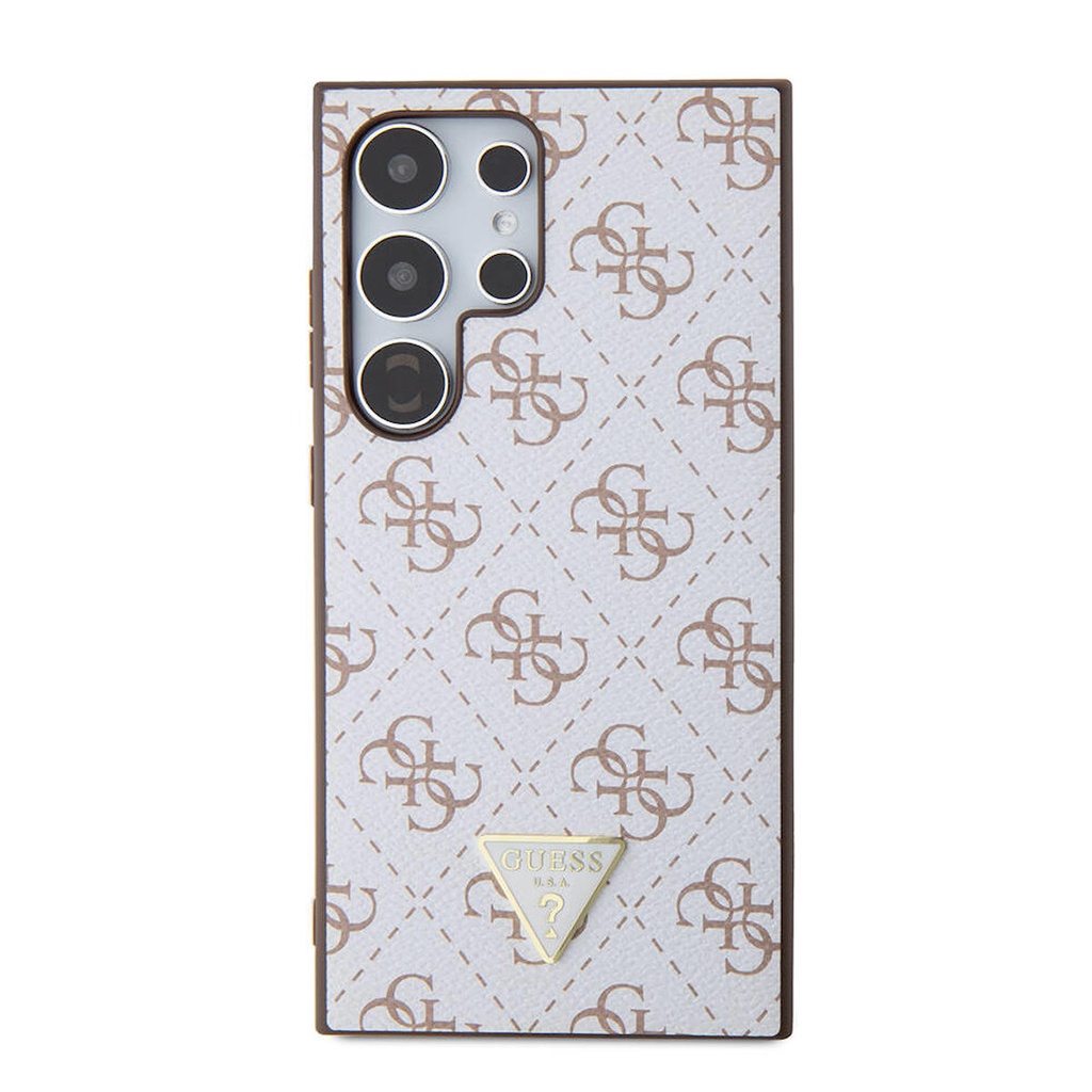 Samsung Galaxy S24 Ultra Uyumlu Kılıf Guess Orjinal Lisanslı PU Üçgen Logo 4G Desenli Kapak