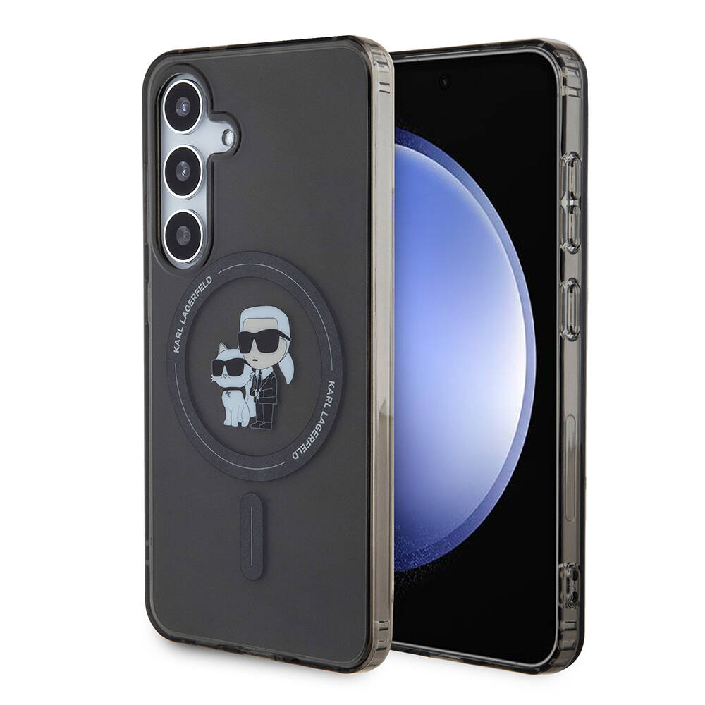 Samsung Galaxy S24 Uyumlu Kılıf Karl Lagerfeld Orjinal Lisanslı M-safe Şarj Özellikli Karl & Choupette IML Baskılı Kapak