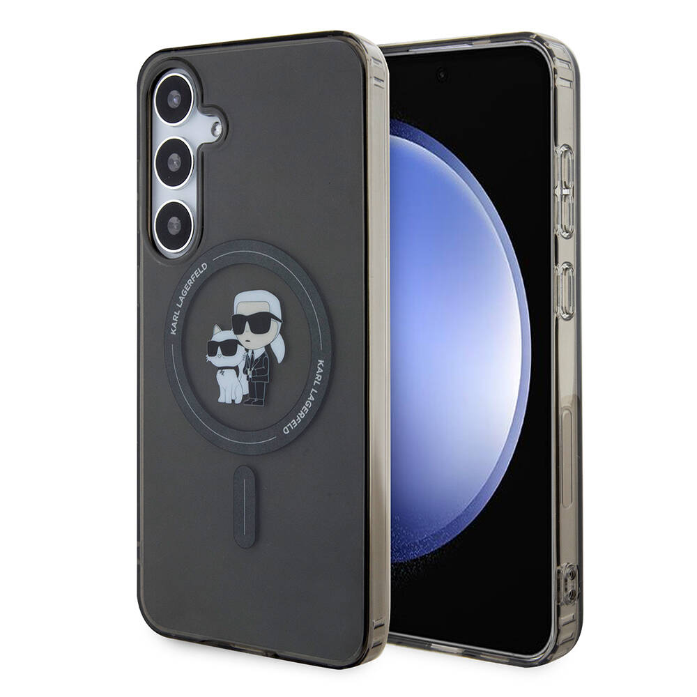 Samsung Galaxy S24 Plus Uyumlu Kılıf Karl Lagerfeld Orjinal Lisanslı M-safe Şarj Özellikli Karl & Choupette IML Baskılı Kapak