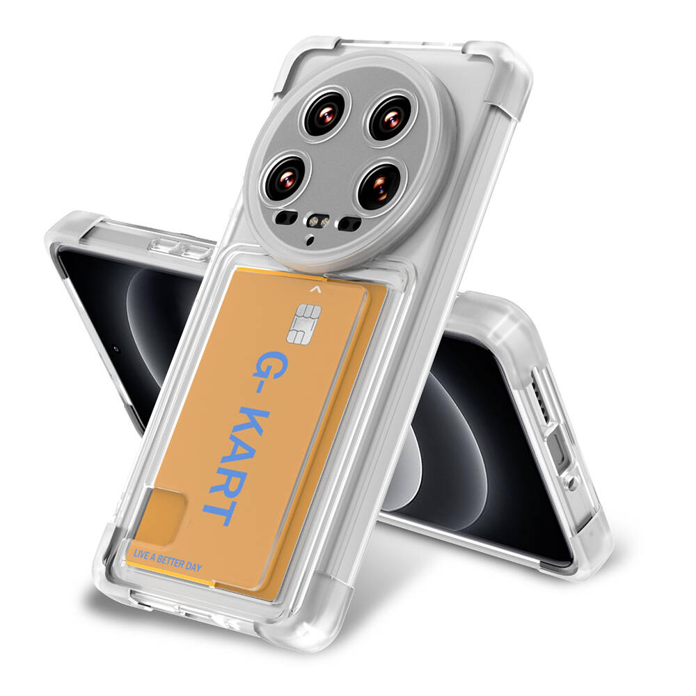 [RNZ-TA101013] Xiaomi Mi 14 Ultra Uyumlu Kılıf Airbag Tasarımlı Şeffaf Kartlıklı Zore G-Kart Kapak