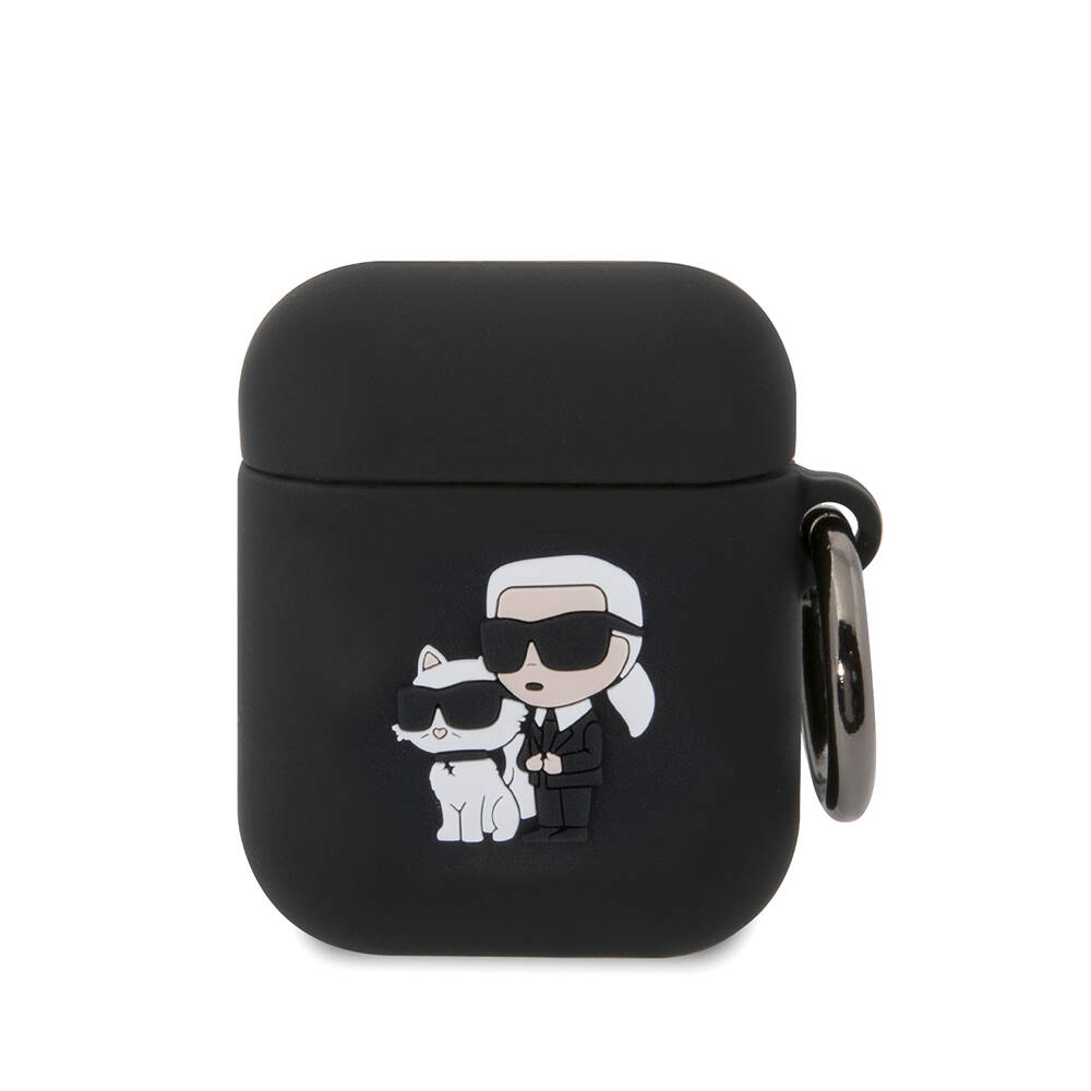 Apple Airpods Uyumlu Kılıf Karl Lagerfeld Orjinal Lisanslı Karl & Choupette 3D Silikon Kapak