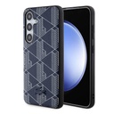 Samsung Galaxy S24 Uyumlu Kılıf Lacoste Orjinal Lisanslı M-safe Şarj Özellikli PU Deri Görünümlü Karışık Monogram Desenli Kapak