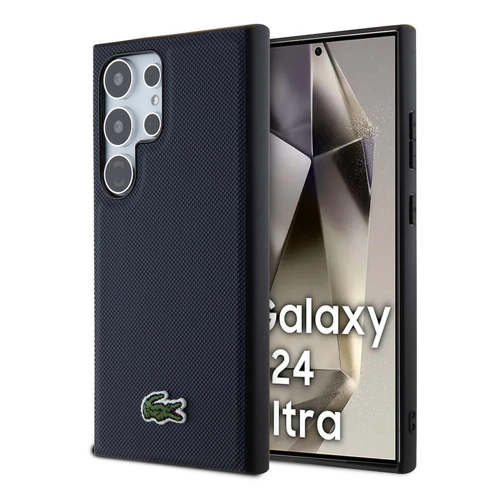 Samsung Galaxy S24 Ultra Uyumlu Kılıf Lacoste Orjinal Lisanslı PU Pike Desenli Arka Yüzey İkonik Timsah Dokuma Logolu Kapak