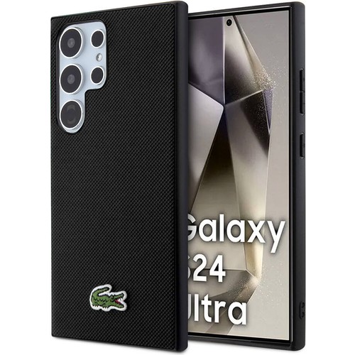 Samsung Galaxy S24 Ultra Uyumlu Kılıf Lacoste Orjinal Lisanslı PU Pike Desenli Arka Yüzey İkonik Timsah Dokuma Logolu Kapak