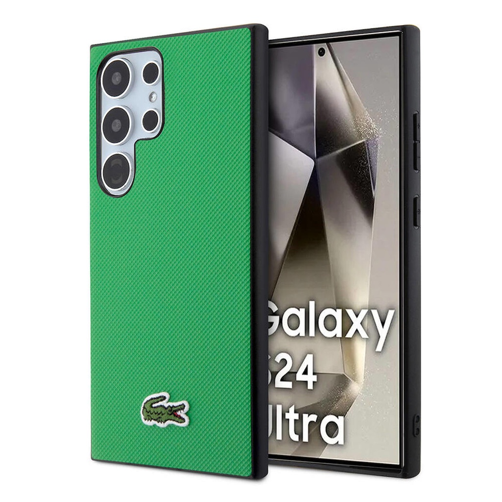 Samsung Galaxy S24 Ultra Uyumlu Kılıf Lacoste Orjinal Lisanslı PU Pike Desenli Arka Yüzey İkonik Timsah Dokuma Logolu Kapak