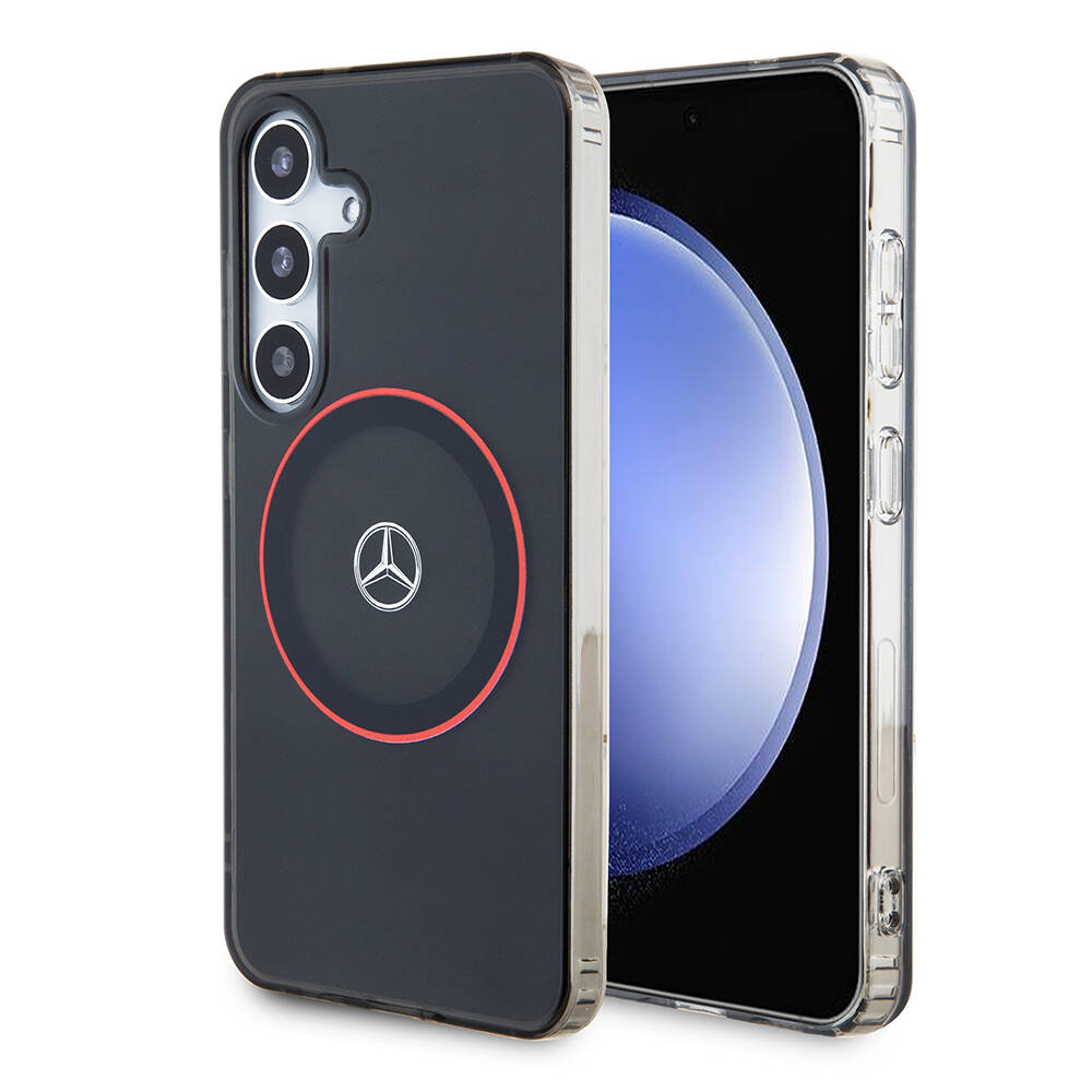 Samsung Galaxy S24 Uyumlu Kılıf Mercedes Benz Orjinal Lisanslı M-safe Şarj Özellikli IML Yıldız Logolu Red Ring Kapak