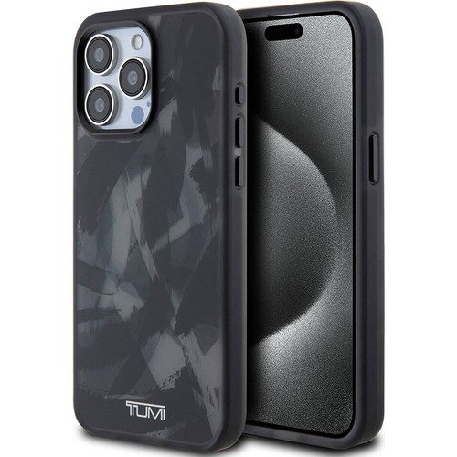 Apple iPhone 15 Pro Max Uyumlu Kılıf TUMI Orjinal Lisanslı M-safe Şarj Özellikli Buzlanmış Saydam Fırça Kamuflajı Desenli Kapak