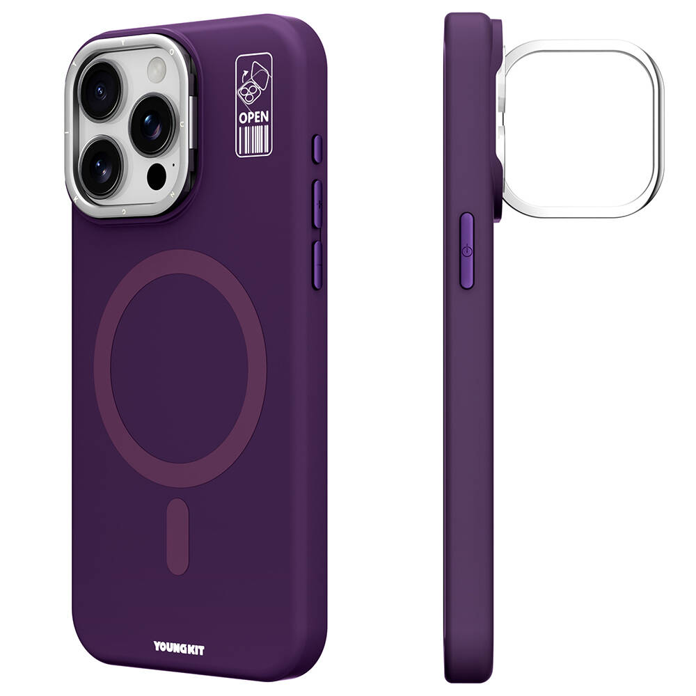 Apple iPhone 14 Pro Uyumlu Kılıf M-safe Şarj Özellikli Kamera Standlı Youngkit Bitty Cream Kapak