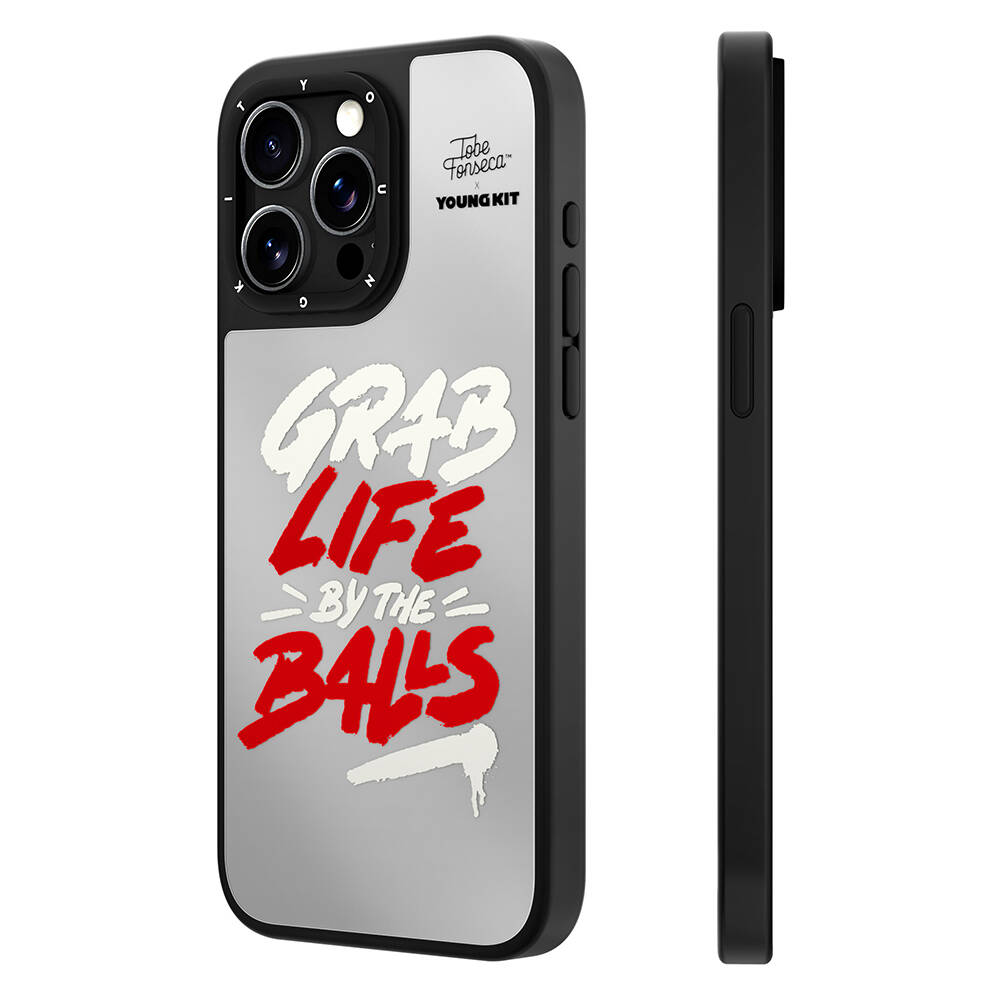 [RNZ-TA100694] Apple iPhone 15 Pro Uyumlu Kılıf Tobias Fonseca Tasarımlı Youngkit Mirror Kapak (Kırmızı)