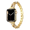 Apple Watch 7 45mm Uyumlu Kordon Metal Taşlı Luxury Paslanmaz Zore KRD-103 Kayış