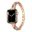 Apple Watch 7 45mm Uyumlu Kordon Metal Taşlı Luxury Paslanmaz Zore KRD-103 Kayış