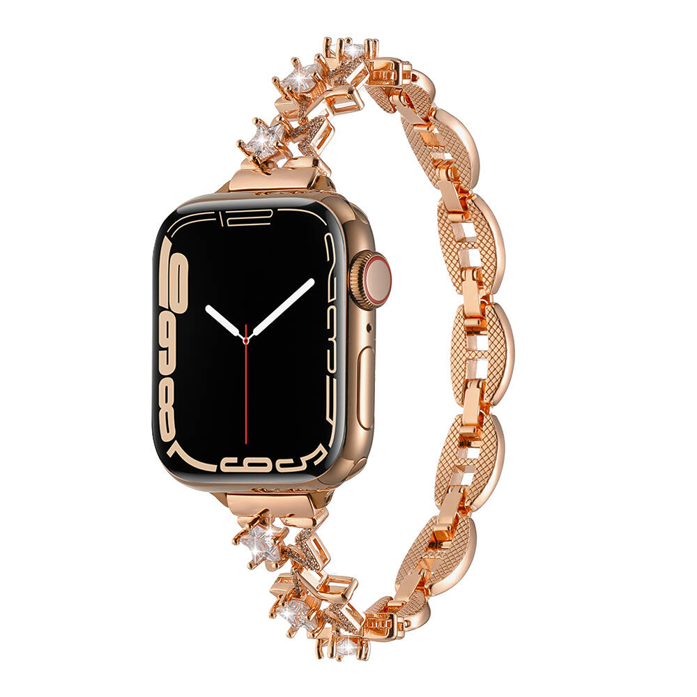 Apple Watch 38mm Uyumlu Kordon Metal Şık Luxury Tasarım Zore KRD-104 Kayış