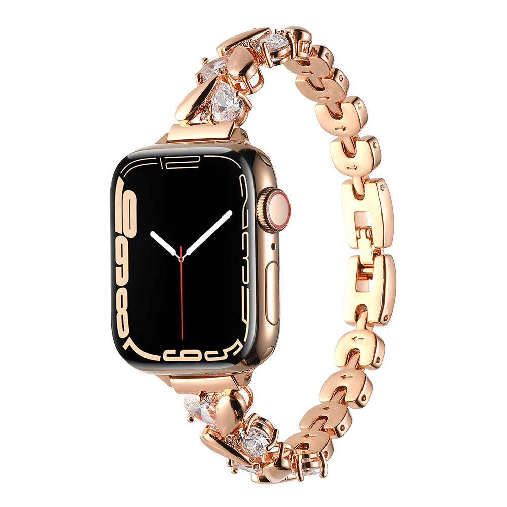 Apple Watch Ultra 49mm Uyumlu Kordon Metal Taşlı Luxury Paslanmaz Zore KRD-103 Kayış