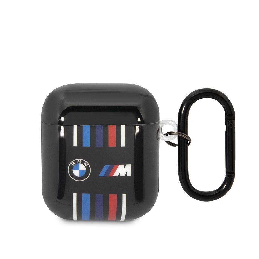 Apple Airpods Uyumlu Kılıf BMW Orjinal Lisanslı Çoklu Renkli Çizgili Çift IMD Baskı Logolu Kapak