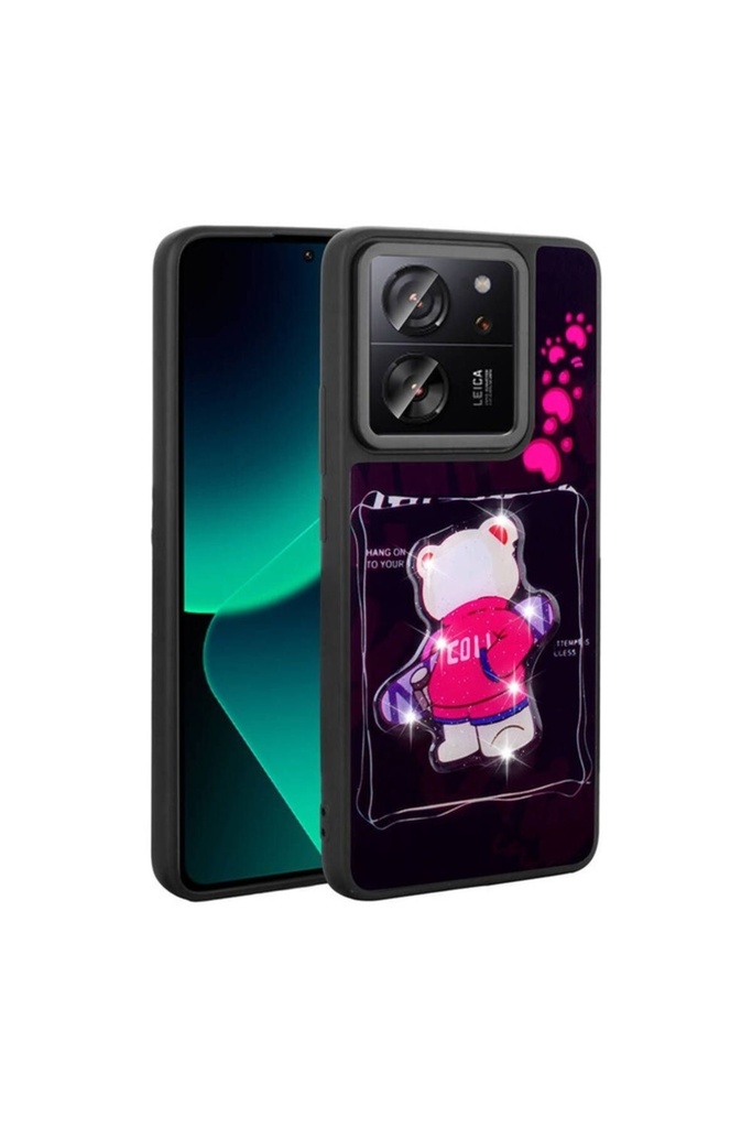 [RNZ-TA101188] Xiaomi Mi 13T Pro Uyumlu Kılıf Parlayan Kabartmalı İkonik Figürlü Zore Amas Silikon Kapak (Siyah)