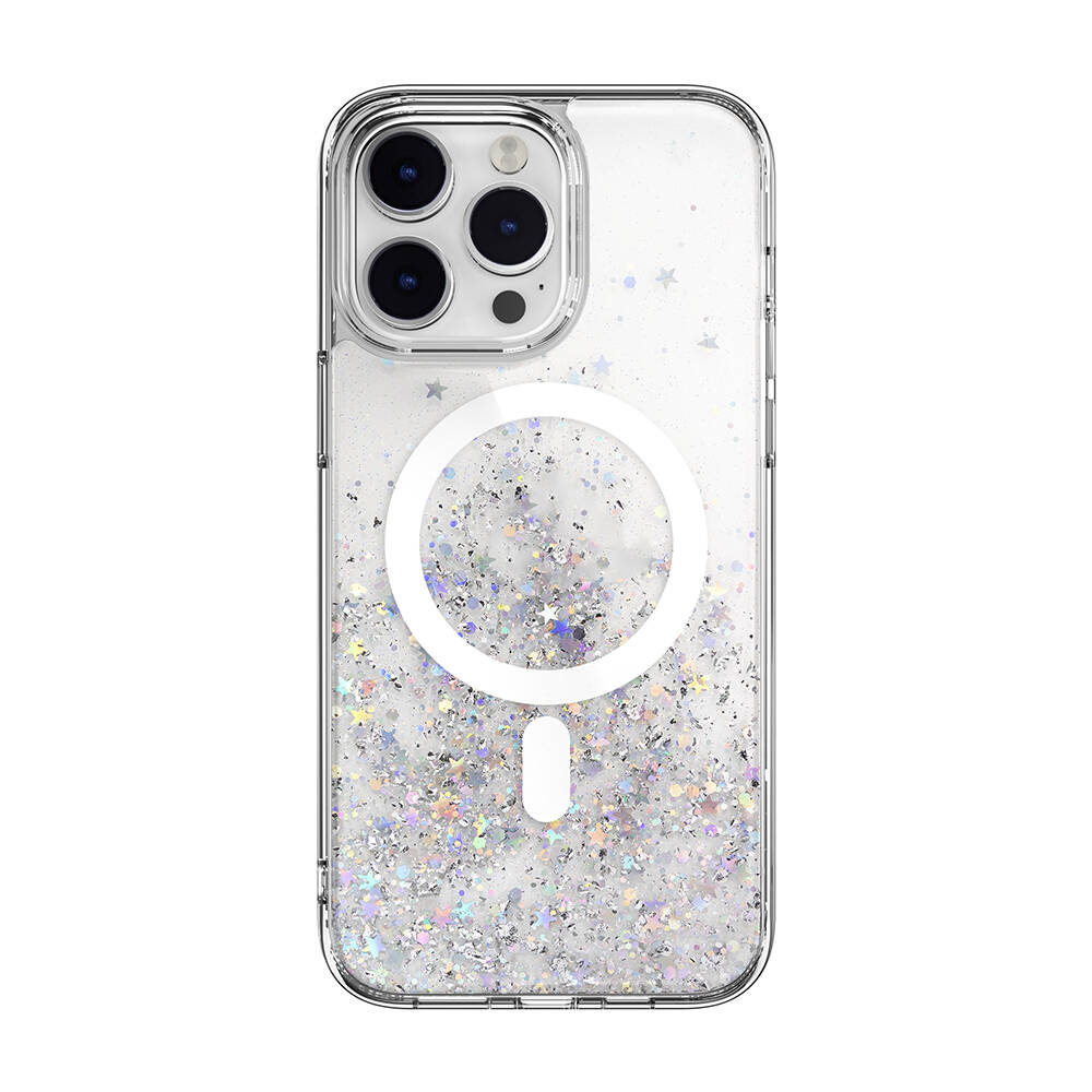 [ZTA102362] Apple iPhone 14 Pro Max Uyumlu Kılıf M-safe Şarj Özellikli Parlayan Simli Şeffaf Lisanslı Switcheasy Starfield-M Kapak