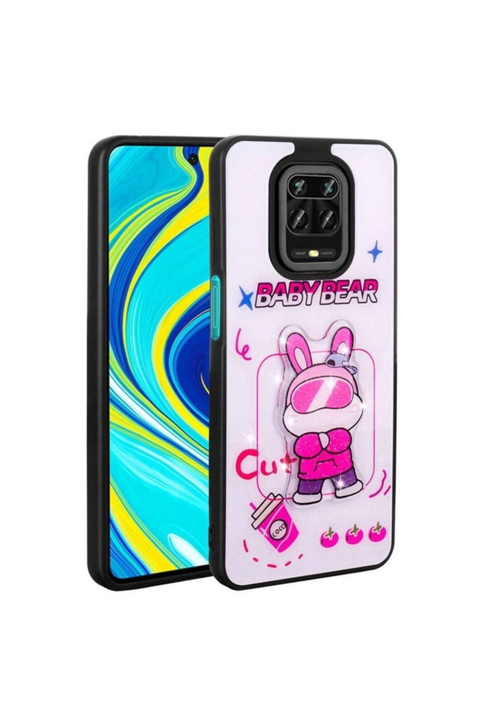 Xiaomi Redmi Note 9 Pro Uyumlu Kılıf Parlayan Kabartmalı İkonik Figürlü Zore Amas Silikon Kapak
