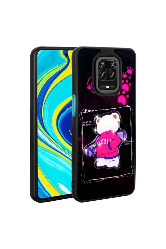 [RNZ-TA101212] Xiaomi Redmi Note 9 Pro Uyumlu Kılıf Parlayan Kabartmalı İkonik Figürlü Zore Amas Silikon Kapak (Siyah)