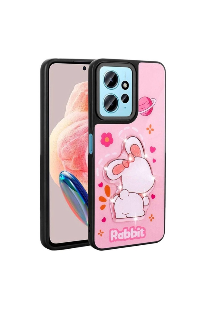 Xiaomi Redmi Note 12 4G Uyumlu Kılıf Parlayan Kabartmalı İkonik Figürlü Zore Amas Silikon Kapak