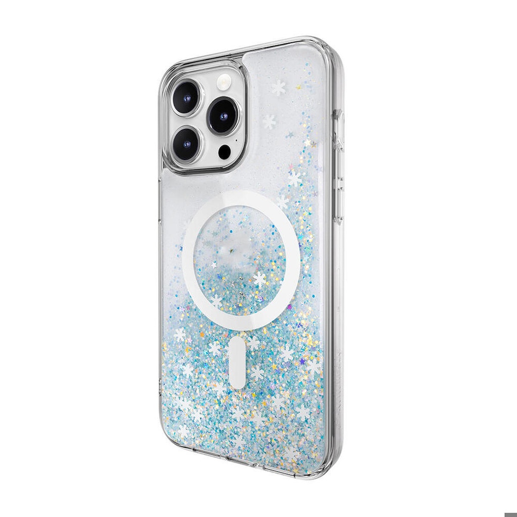 [ZTA102369] Apple iPhone 15 Pro Max Uyumlu Kılıf M-safe Şarj Özellikli Parlayan Simli Şeffaf Lisanslı Switcheasy Starfield-M Kapak (Mavi)