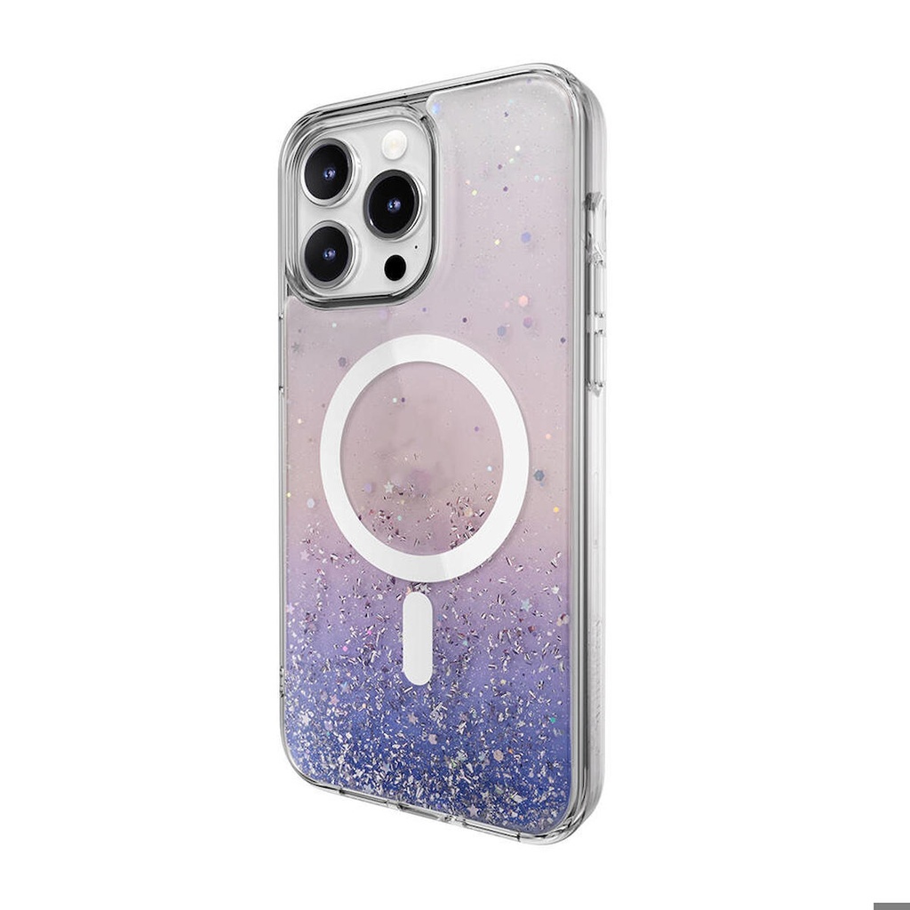 Apple iPhone 15 Pro Max Uyumlu Kılıf M-safe Şarj Özellikli Parlayan Simli Şeffaf Lisanslı Switcheasy Starfield-M Kapak