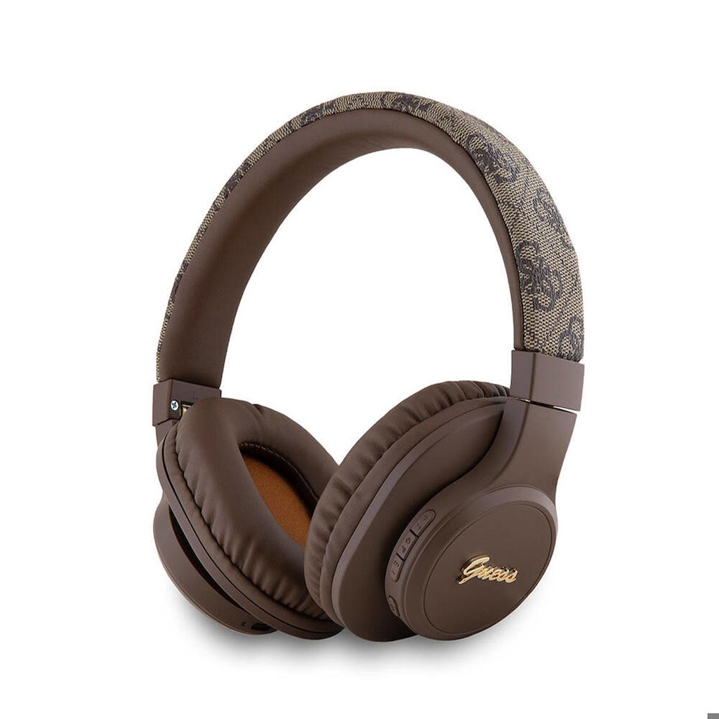 Guess Orjinal Lisanslı PU 4G Desenli Metal Yazı Logolu Tone On Tone Kulak Üstü Bluetooth Kulaklık