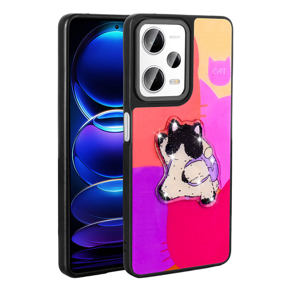 Xiaomi Redmi Note 12 Pro 5G Uyumlu Kılıf Parlayan Kabartmalı İkonik Figürlü Zore Amas Silikon Kapak