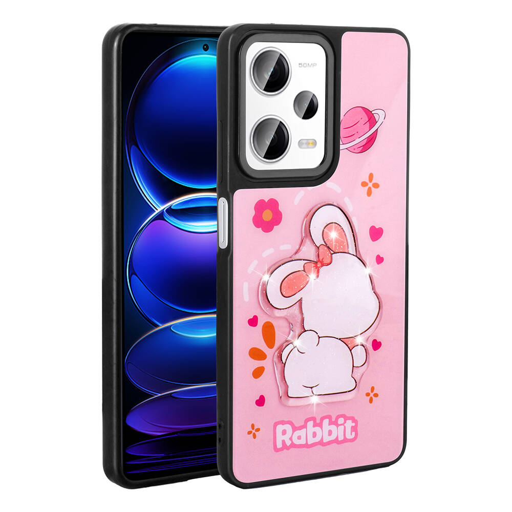 Xiaomi Redmi Note 12 Pro 5G Uyumlu Kılıf Parlayan Kabartmalı İkonik Figürlü Zore Amas Silikon Kapak