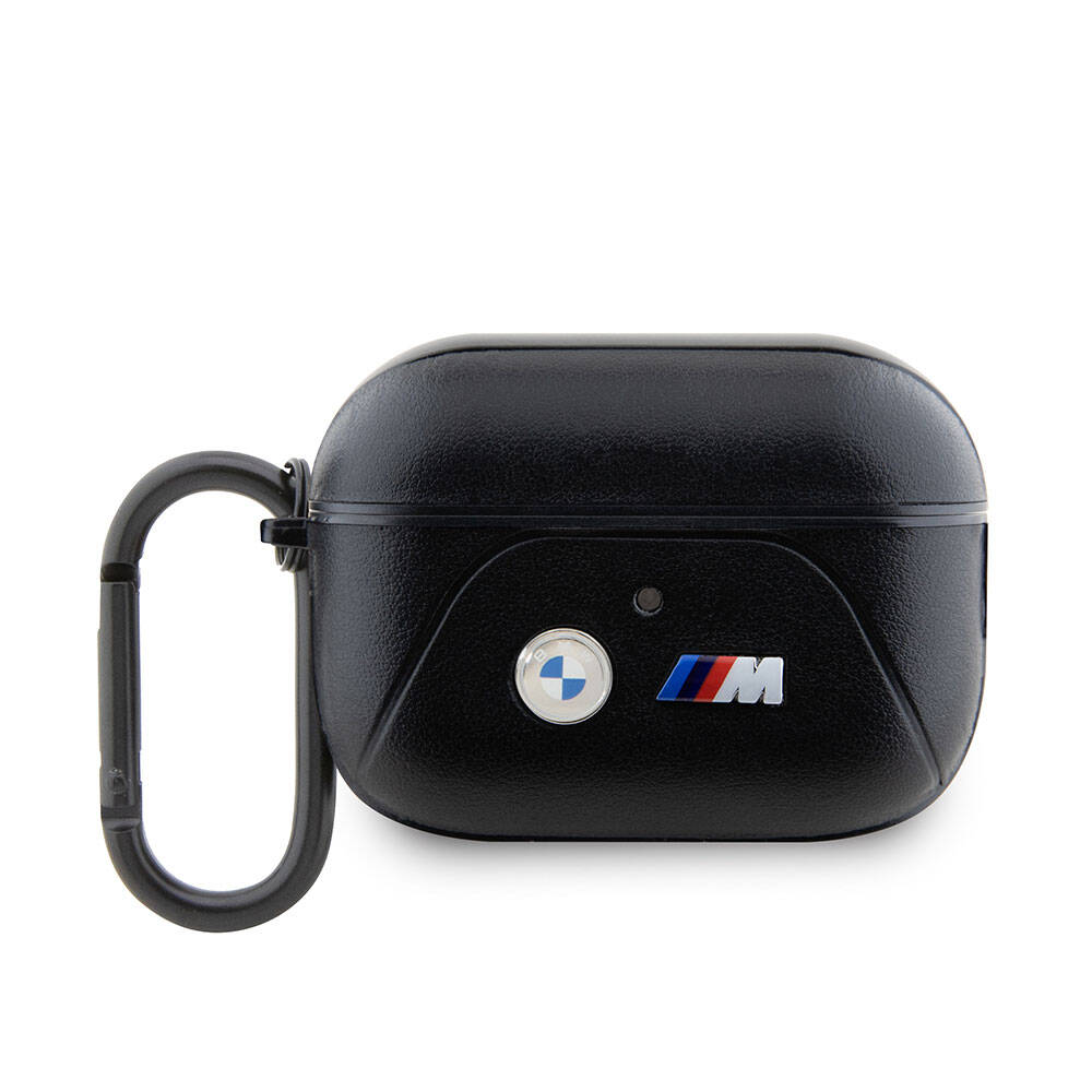 [ZTA102743] Apple Airpods Pro 2 Uyumlu Kılıf BMW Orjinal Lisanslı PU Deri Tasarımlı 3 Renk Çizgili Çift Metal Logolu Kapak