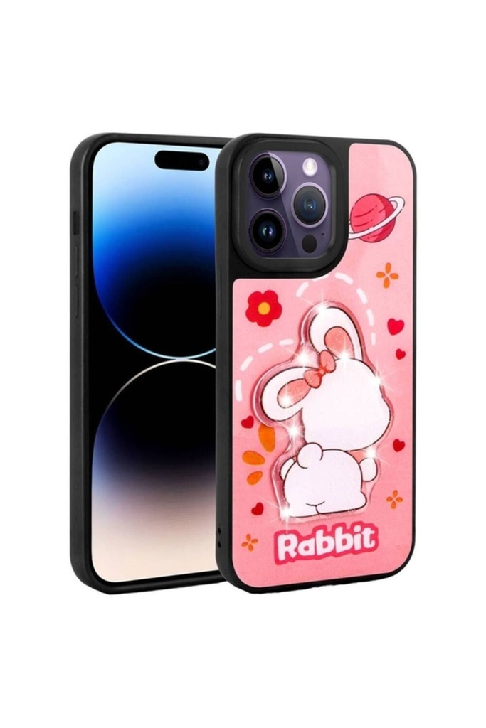 Apple iPhone 14 Pro Max Uyumlu Kılıf Parlayan Kabartmalı İkonik Figürlü Zore Amas Silikon Kapak